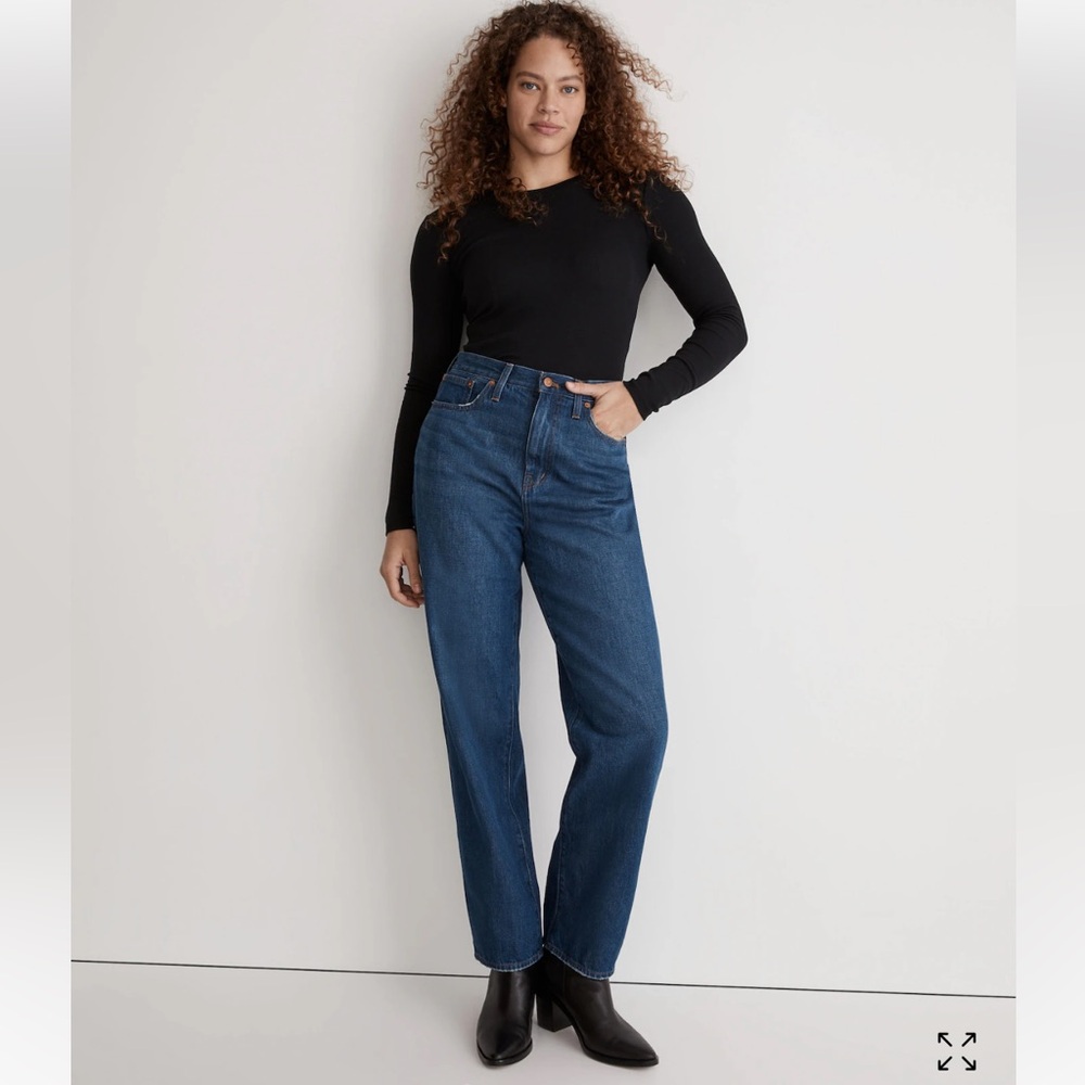 Madewell Baggy Straight Jeans in Dark Worn Indigo Wash
